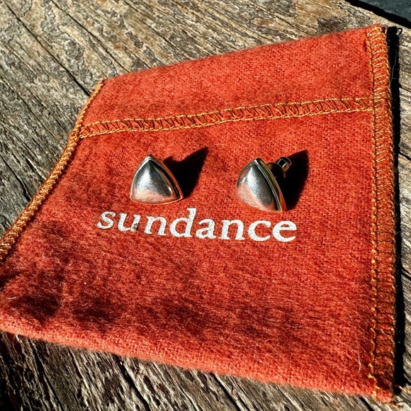 VTG Sterling Silver Triangular Earrings Post Style - Picture 6 of 11